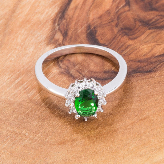 Emerald Green CZ Petite Oval Ring freeshipping - Higher Class Elegance