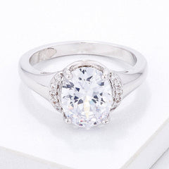 Simple Oval CZ Engagement Style Ring freeshipping - Higher Class Elegance