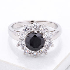 Black and White Halo Cocktail Ring freeshipping - Higher Class Elegance