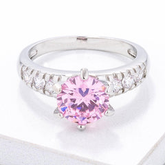 Simple Six Prong Pink CZ Engagement Ring freeshipping - Higher Class Elegance