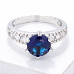 Simple Royal Blue CZ Engagement Ring freeshipping - Higher Class Elegance