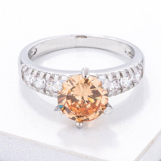 Simple Champagne CZ Engagement Ring freeshipping - Higher Class Elegance