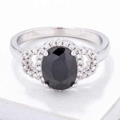 Exquisite Black Oval Pave Mini Cocktail Ring freeshipping - Higher Class Elegance
