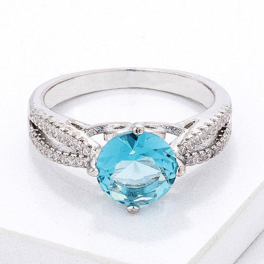 Delicate Pave Shoulder Ice Blue CZ Ring freeshipping - Higher Class Elegance