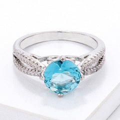 Delicate Pave Shoulder Ice Blue CZ Ring freeshipping - Higher Class Elegance