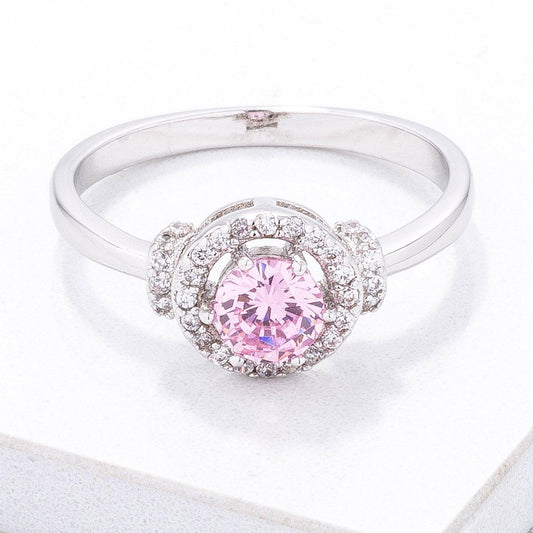 Mini Pink CZ 4mm Halo Ring freeshipping - Higher Class Elegance