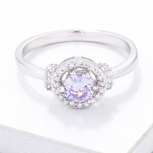 Mini Lavender CZ 4mm Halo Ring freeshipping - Higher Class Elegance