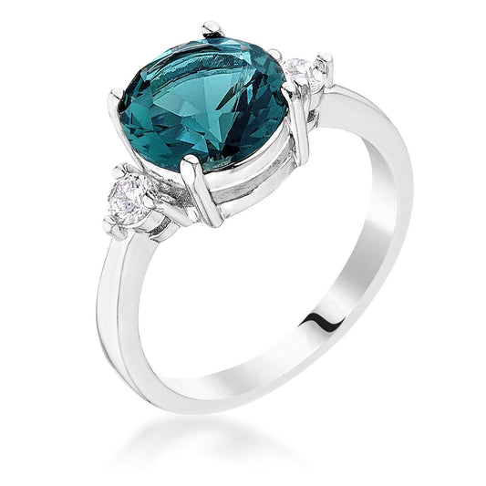 Exquisite Blue Green Three Stone CZ Engagement Ring freeshipping - Higher Class Elegance