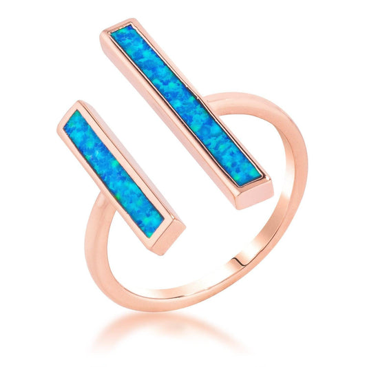 Contemporary Blue Opal Double Bar Ring freeshipping - Higher Class Elegance