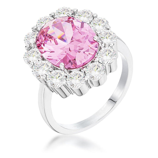 11.5Ct Rhodium Plated Pale Pink Oval Blossom Ring freeshipping - Higher Class Elegance