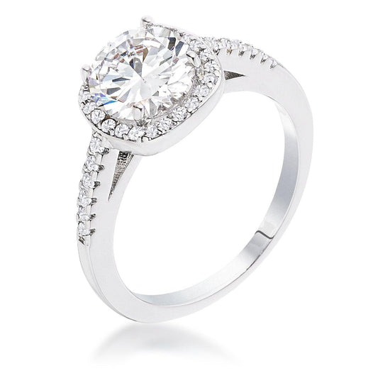 2.97Ct Rhodium Plated Classic Cushion Cut Halo Ring freeshipping - Higher Class Elegance