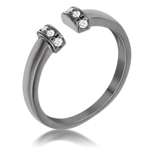 Hematite Petite CZ Clear Open Cuff Ring freeshipping - Higher Class Elegance