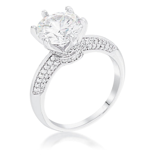 Rhodium Plated Clear CZ Round Solitaire Quad Micropave Ring freeshipping - Higher Class Elegance