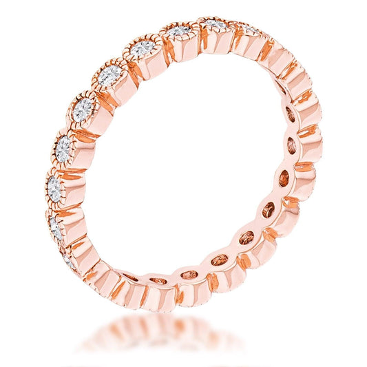 Rose Gold Plated Dotted Clear CZ Round Bezel Eternity Ring freeshipping - Higher Class Elegance
