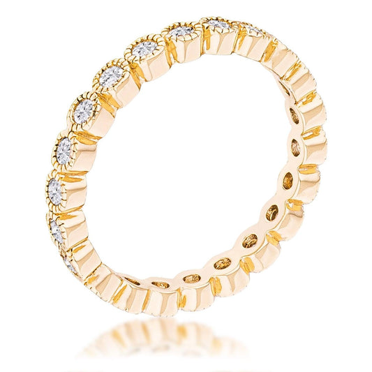 Gold Plated Dotted Clear CZ Round Bezel Eternity Ring freeshipping - Higher Class Elegance