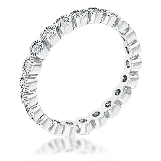 Rhodium Plated Dotted Clear CZ Round Bezel Eternity Ring freeshipping - Higher Class Elegance
