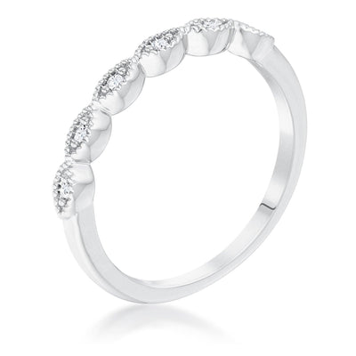 Rhodium Plated Sextus Marquise Delicate Stackable Ring - Higher Class Elegance