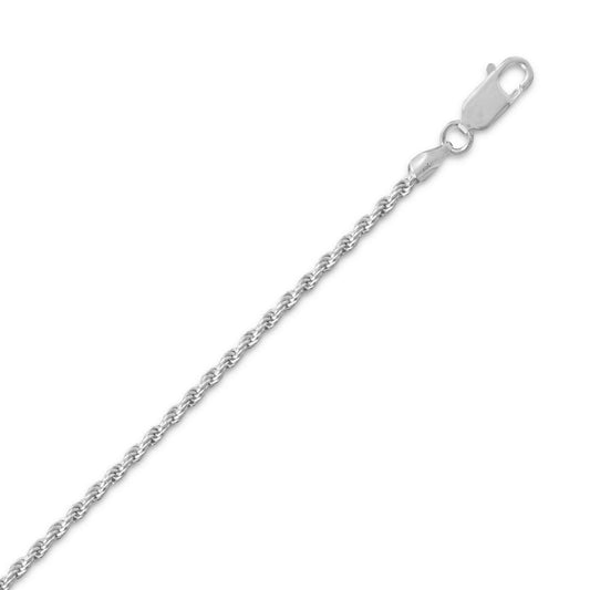 040 Rhodium Plated Rope Chain Necklace (1.8mm) freeshipping - Higher Class Elegance