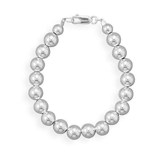8mm Sterling Silver Bead Strand freeshipping - Higher Class Elegance