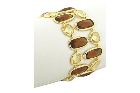 Brown Topaz and Yellow Cubic Zirconia Fashionista Bracelet freeshipping - Higher Class Elegance