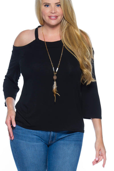Plus Size Cold Shoulder Top freeshipping - Higher Class Elegance