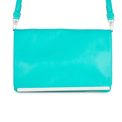 Martha Aqua Leather Purse Clutch With Silver Hardware freeshipping - Higher Class Elegance