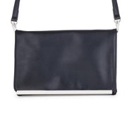 Martha Black Leather Purse Clutch With Silver Hardware freeshipping - Higher Class Elegance
