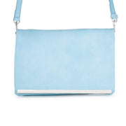 Martha Blue Leather Purse Clutch With Silver Hardware freeshipping - Higher Class Elegance