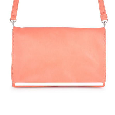 Martha Coral Leather Purse Clutch With Silver Hardware freeshipping - Higher Class Elegance