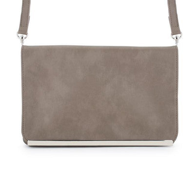 Martha Taupe Faux Leather Purse Clutch With Silver Hardware freeshipping - Higher Class Elegance