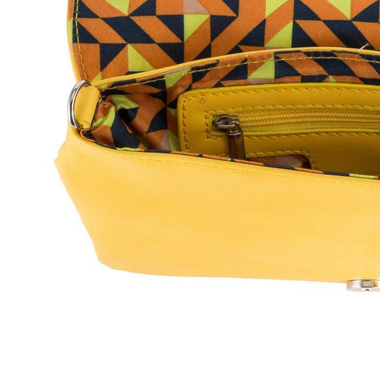 Martha Yellow Leather Purse Clutch With Silver Hardware freeshipping - Higher Class Elegance