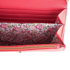 Carly Coral Leather Purse Clutch With Gold Chain Crossbody freeshipping - Higher Class Elegance