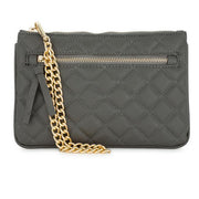Alexis Grey Quilted Faux Leather Clutch With Gold Chain Wristlet freeshipping - Higher Class Elegance