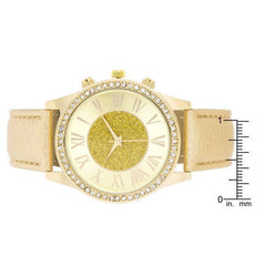 Shira Crystal Leather Watch With Gold Leather Strap freeshipping - Higher Class Elegance