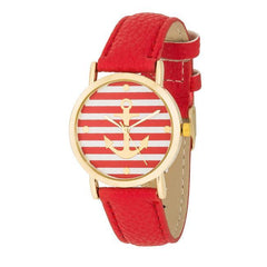 Nautical Red Leather Watch freeshipping - Higher Class Elegance