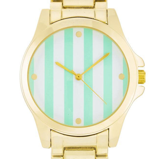 Gold Watch - Mint Stripe Dial freeshipping - Higher Class Elegance
