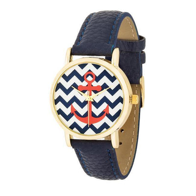 Navy Nautical Leather Watch freeshipping - Higher Class Elegance