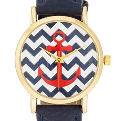 Navy Nautical Leather Watch freeshipping - Higher Class Elegance