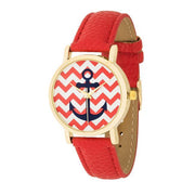 Nautical Red Leather Watch freeshipping - Higher Class Elegance