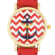 Nautical Red Leather Watch freeshipping - Higher Class Elegance
