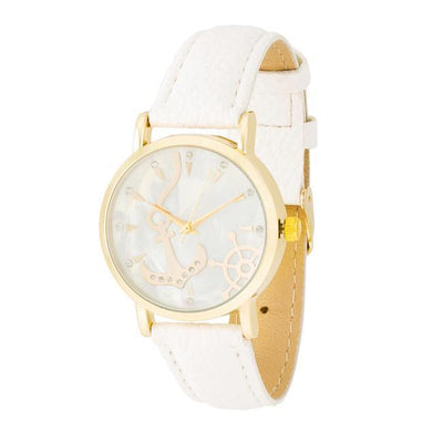Nautical White Leather Watch freeshipping - Higher Class Elegance