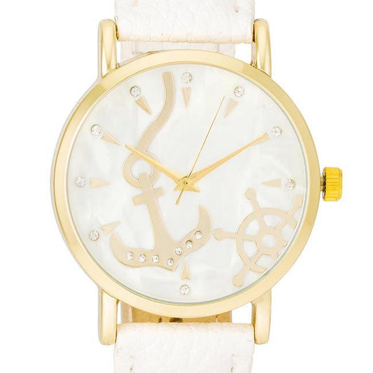 Nautical White Leather Watch freeshipping - Higher Class Elegance