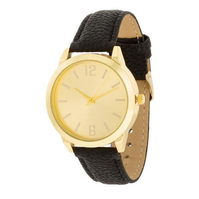 Gold Black Leather Watch freeshipping - Higher Class Elegance