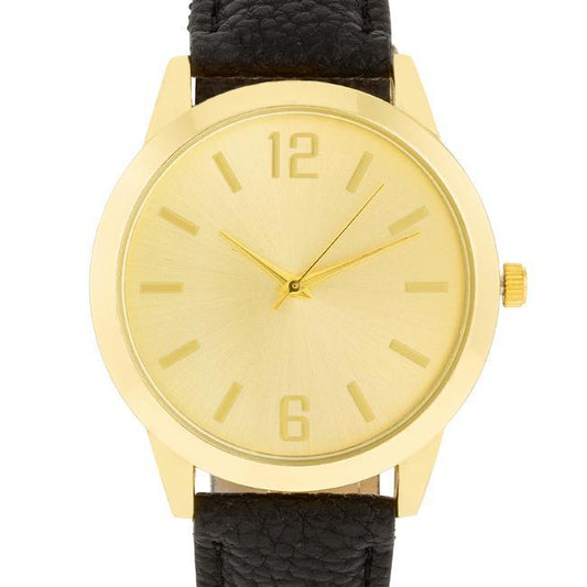 Gold Black Leather Watch freeshipping - Higher Class Elegance