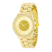 Roman Numeral Goldtone Watch With Crystals freeshipping - Higher Class Elegance