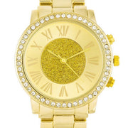 Roman Numeral Goldtone Watch With Crystals freeshipping - Higher Class Elegance