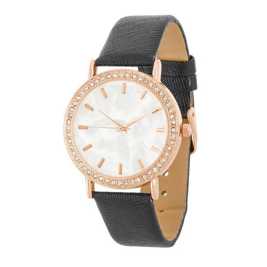 Rose Gold Shell Pearl Watch With Crystals freeshipping - Higher Class Elegance