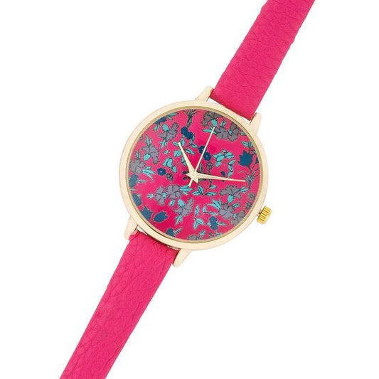 Gold Watch With Floral Print Dial freeshipping - Higher Class Elegance