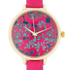 Gold Watch With Floral Print Dial freeshipping - Higher Class Elegance