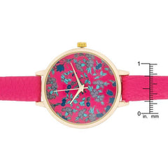 Gold Watch With Floral Print Dial freeshipping - Higher Class Elegance